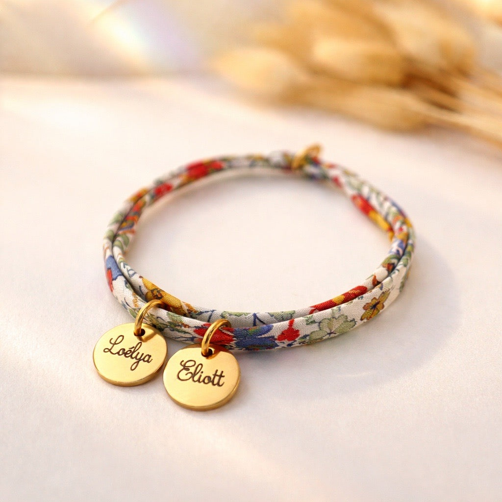Bracelet en cordon liberty, nœuds coulissants, Lilo
