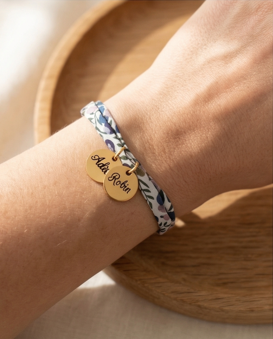 Bracelet en cordon liberty , nœuds coulissants, Suzy