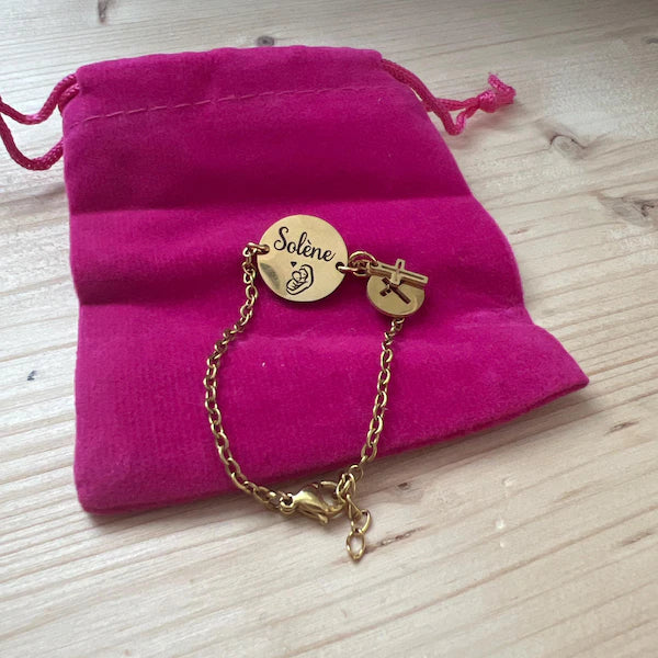 Bracelet Chance et foi personnalisé double croix