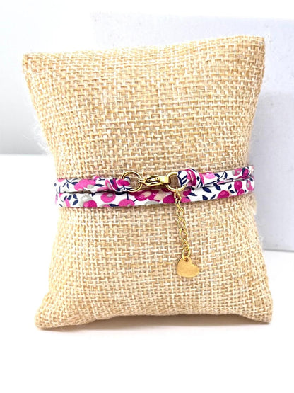 Bracelet Lola en cordon liberty - cadeau personnalisé communion, profession de foi