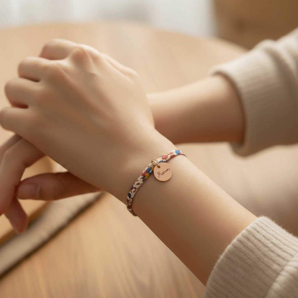 Bracelet en cordon liberty, nœuds coulissants, Hina