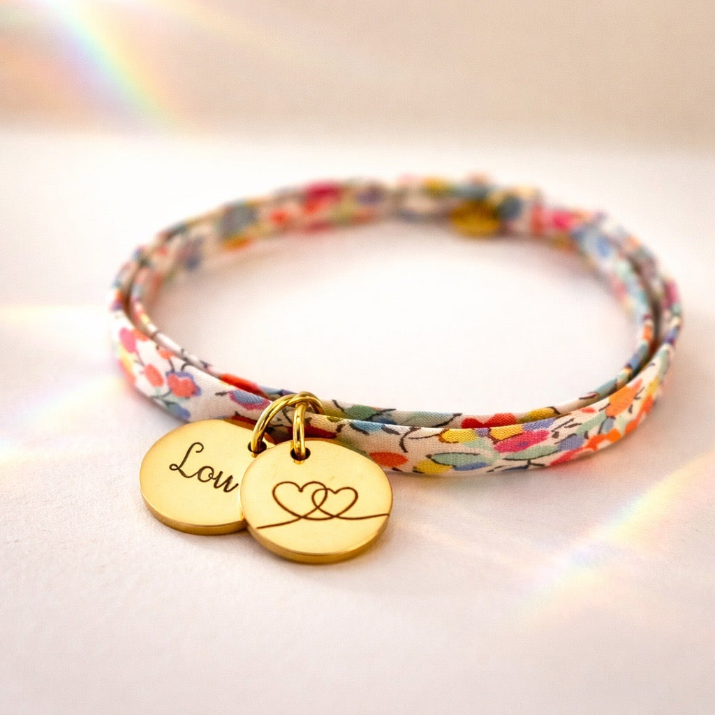 Bracelet en cordon liberty, nœuds coulissants, Hina