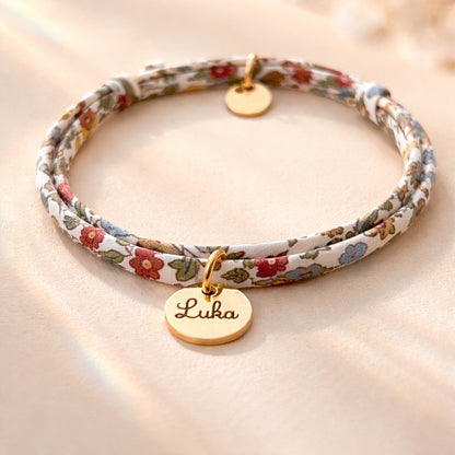 Bracelet en cordon liberty, nœuds coulissants, Hina