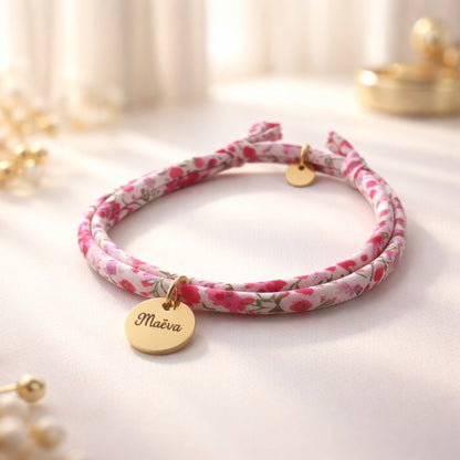 Bracelet en cordon liberty, nœuds coulissants, Hina