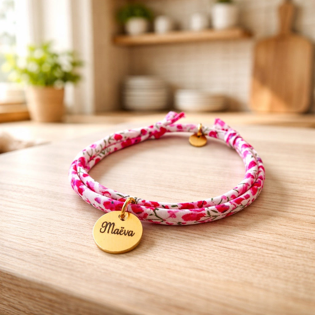 Bracelet en cordon liberty, nœuds coulissants, Hina