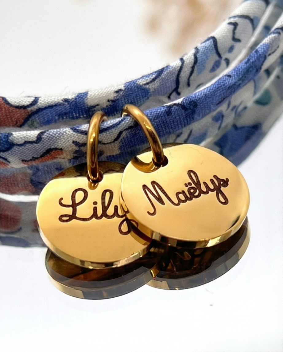 Bracelet en cordon liberty, Zoha - bijou gravé, cadeau de fête des mères