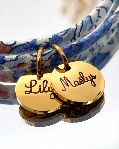 Bracelet en cordon liberty, Zoha - bijou gravé, cadeau de fête des mères