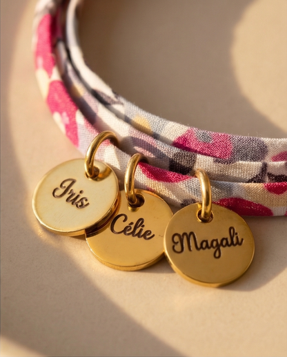 Bracelet en cordon liberty , cadeau personnalisé, cadeau d'anniversaire unique