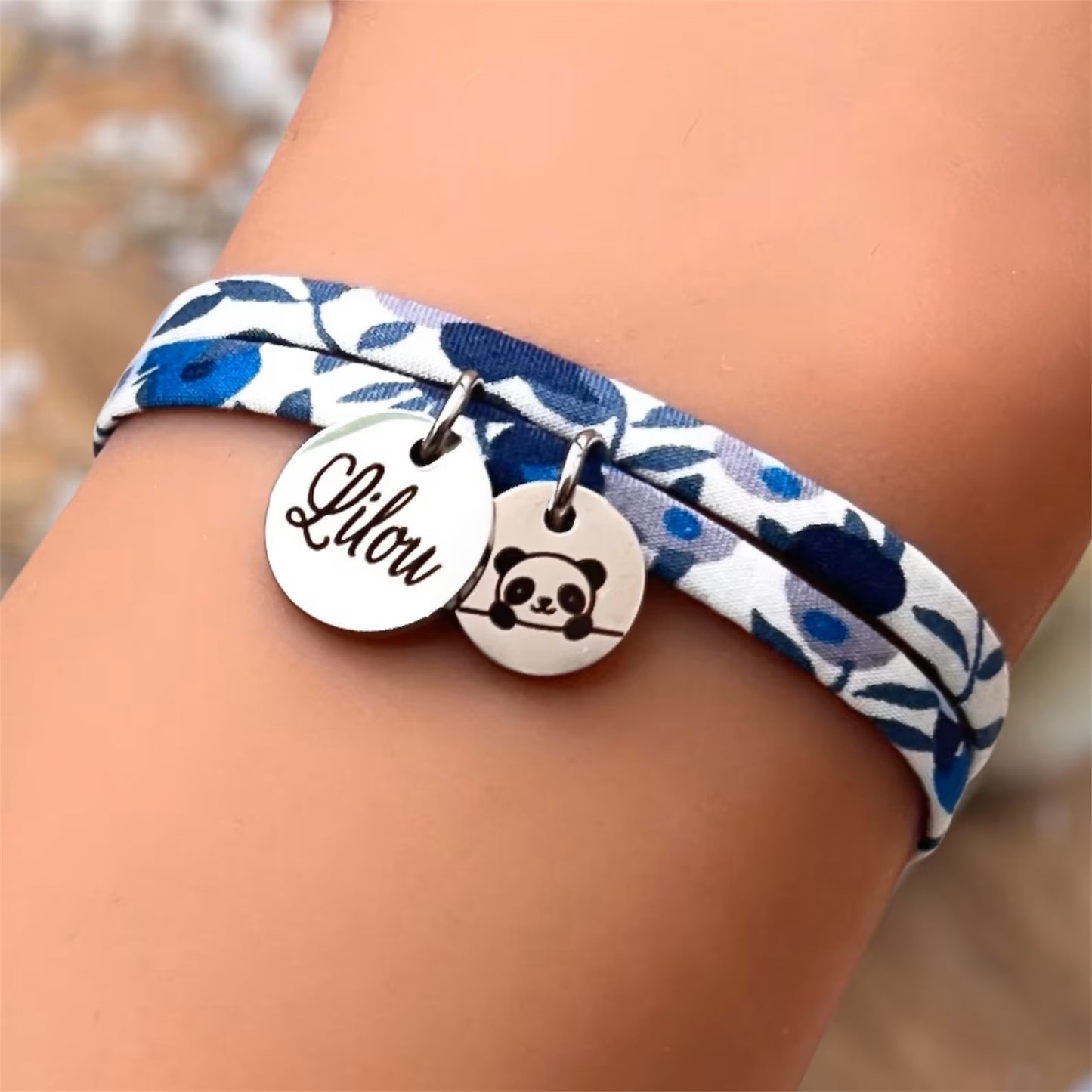 Bracelet en cordon liberty, Mia - bracelet femme personnalisé, cadeau marraine personnalisé