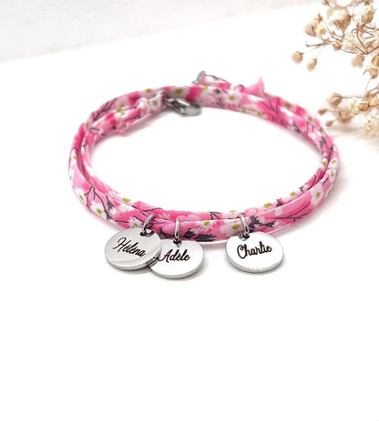Bracelet en cordon liberty, Loraya - bijou gravé, cadeau de fête des mères