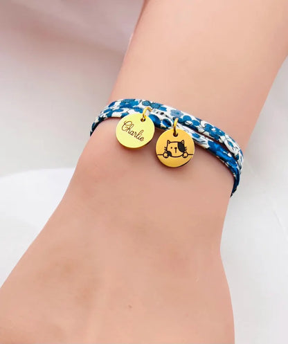 Bracelet cordon liberty, Elie - cadeau anniversaire personnalisé, bracelet enfant