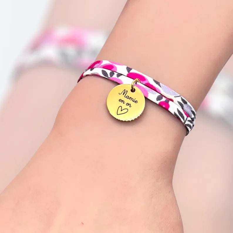Bracelet cordon liberty, Elie - cadeau anniversaire personnalisé, bracelet enfant