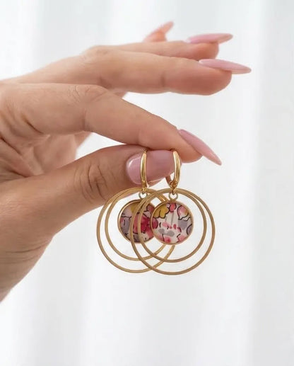 Boucles d'oreilles créoles en tissu - Tissya