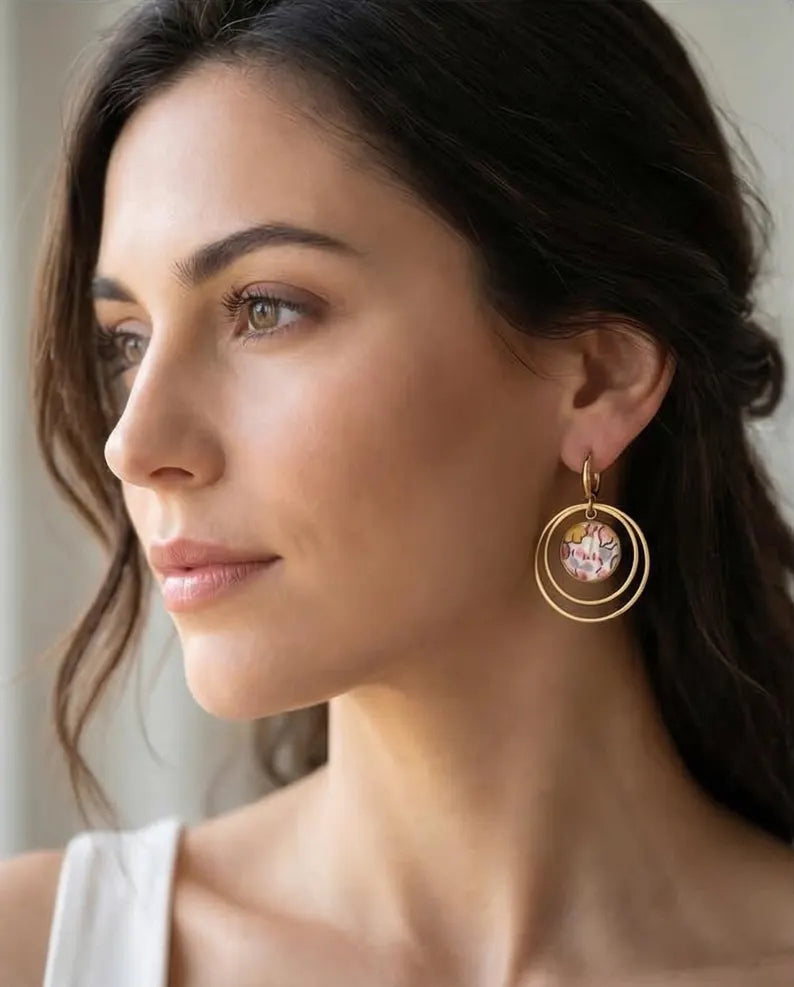 Boucles d'oreilles créoles en tissu - Tissya